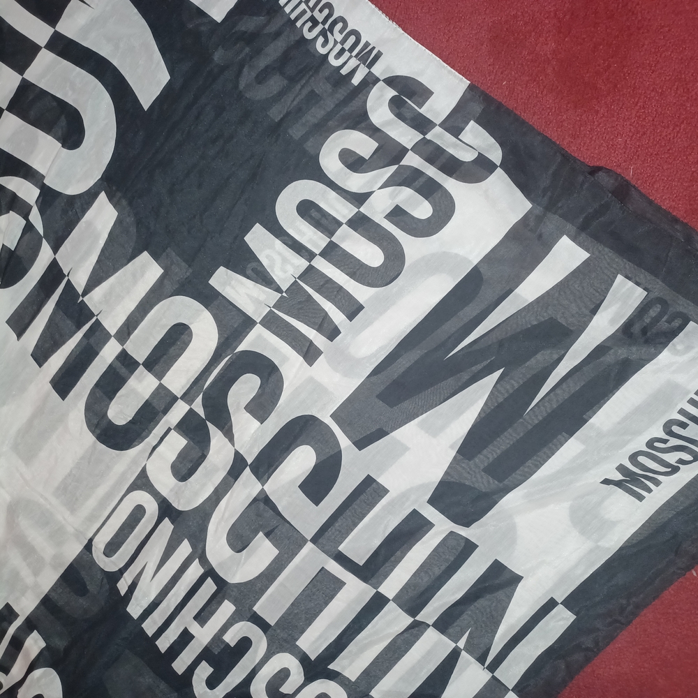 Moschino Monochrome Logo Scarf